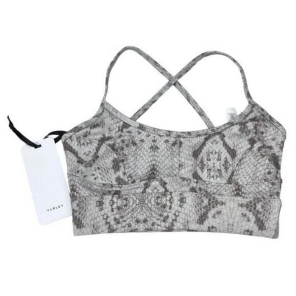 Varley Womens Taupe Grey Snake Print Irene Bra Size XS - Picture 3 of 6